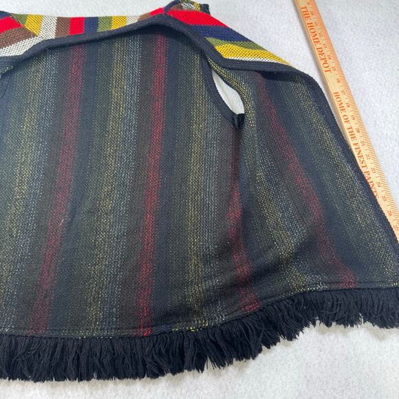 Vintage Sears Sweater Color Stripe Knit Fringe Knit Vest 60s 70s Brady Bunch - Picture 7 of 14